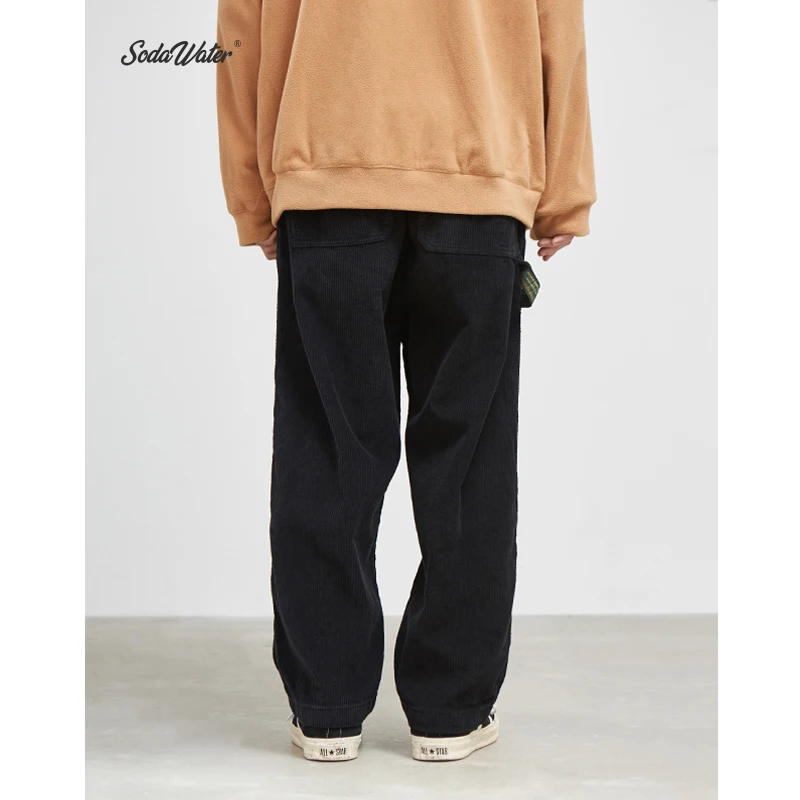 SODAWATER Men 2019 Winter Corduroy Pants Harajuku Loose Straight Solid Casual Hip Hop Vintage Cotton Trousers 94524WS | Мужская одежда