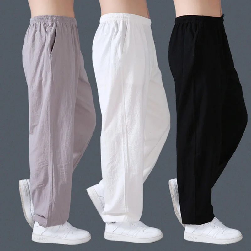Men Women Loose Cotton Linen Breathable Harem Lantern Pants Kung Fu Wushu Tai Chi Martial Arts Pants Summer Exercise Yoga Pants