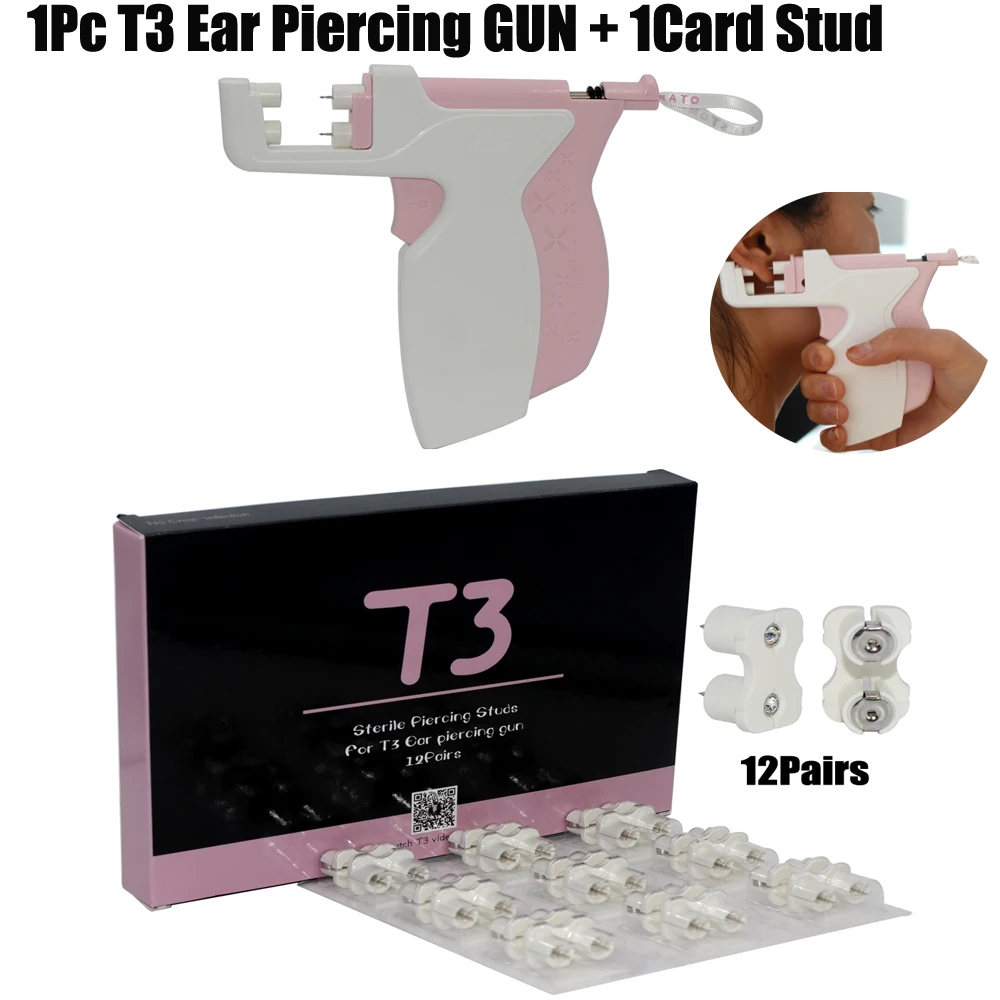 Nuevo diseño profesional T3, pistola para Piercing de oreja, herramientas fáciles de usar, dispositivo para cartílago de oreja, Tragus, hélice, Perno