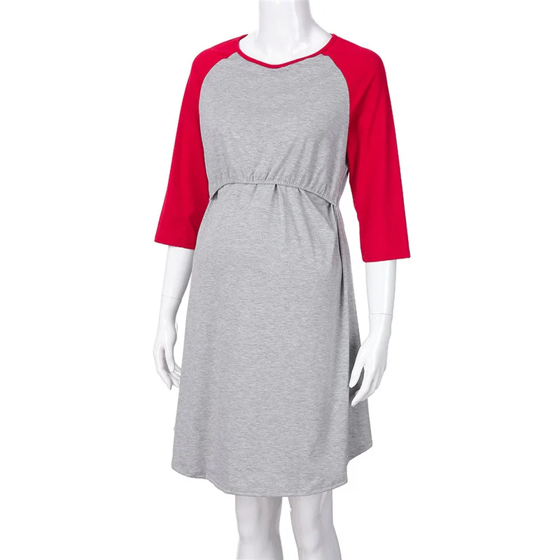 

Pregnant Women's Dress With Shoulder Sleeve Stitching And Breast Feeding