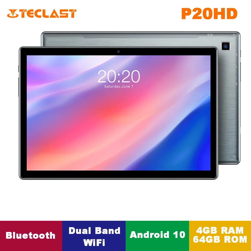 

Планшет Teclast P20HD, 10,1 дюйма, Android 10,0, 4 Гб ОЗУ, 64 Гб ПЗУ, 2,4 ГГц/5 ГГц, Wi-Fi, 4G, Bluetooth, планшет 1920*1200, 6000 мА · ч