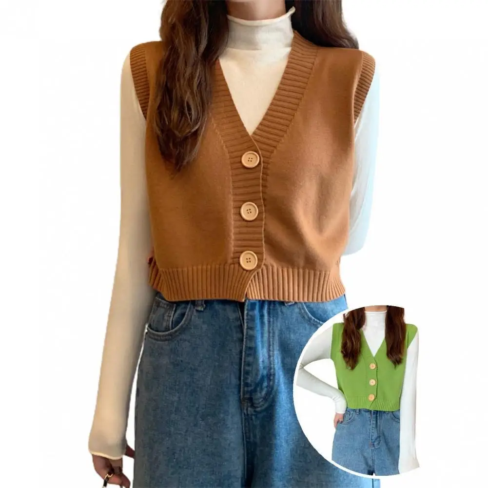 

Popular Knitted Waistcoat Fine Workmanship Breathable Solid Color Loose Cardigan Vest Cardigan Vest Knitting Vest
