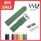 Rolamy 22 24 мм топ роскошный ремешок для часов Panerai Luminor чистый коричневый водонепроницаемый силиконовый резиновый сменный ремешок для наручных часов