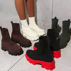 Женская обувь, новинка 2021, осенние ботинки-носки на платформе, обувь из стрейчевой ткани, женские вязаные короткие ботинки на массивном каблуке, Zapatillas Mujer