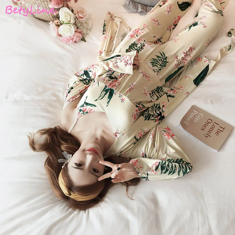 2019 осенние женские пижамные комплекты с брюками сексуальная тонкая Пижама