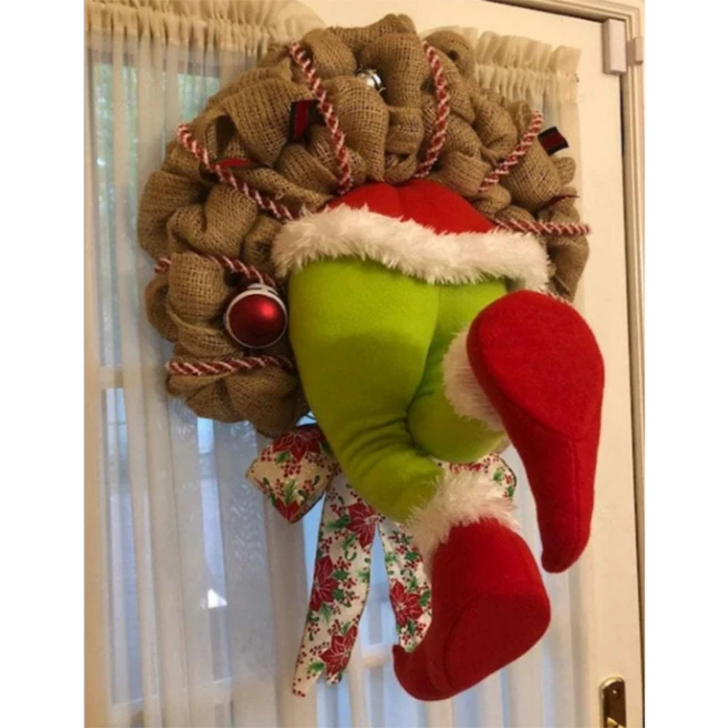 

How The Grinch Stole Christmas Burlap Wreath Christmas Garland Decorations Super Cute and Lovely Great Gifts for Friend ALS