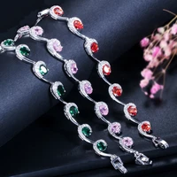 elegant green tennis bracelet for women fashion luxury banquet wedding jewelry unique crystal link bracelet