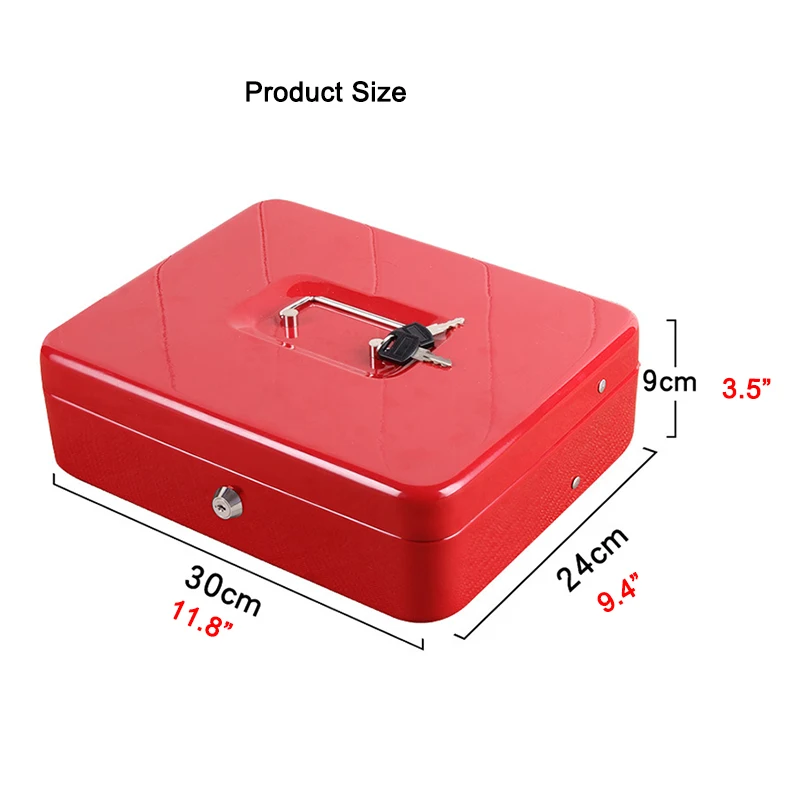 Large Metal Cash Box for Safe Storage with Key or Combination Lock 5 Coin Compartments 4 Bills Spring Clips | Безопасность и