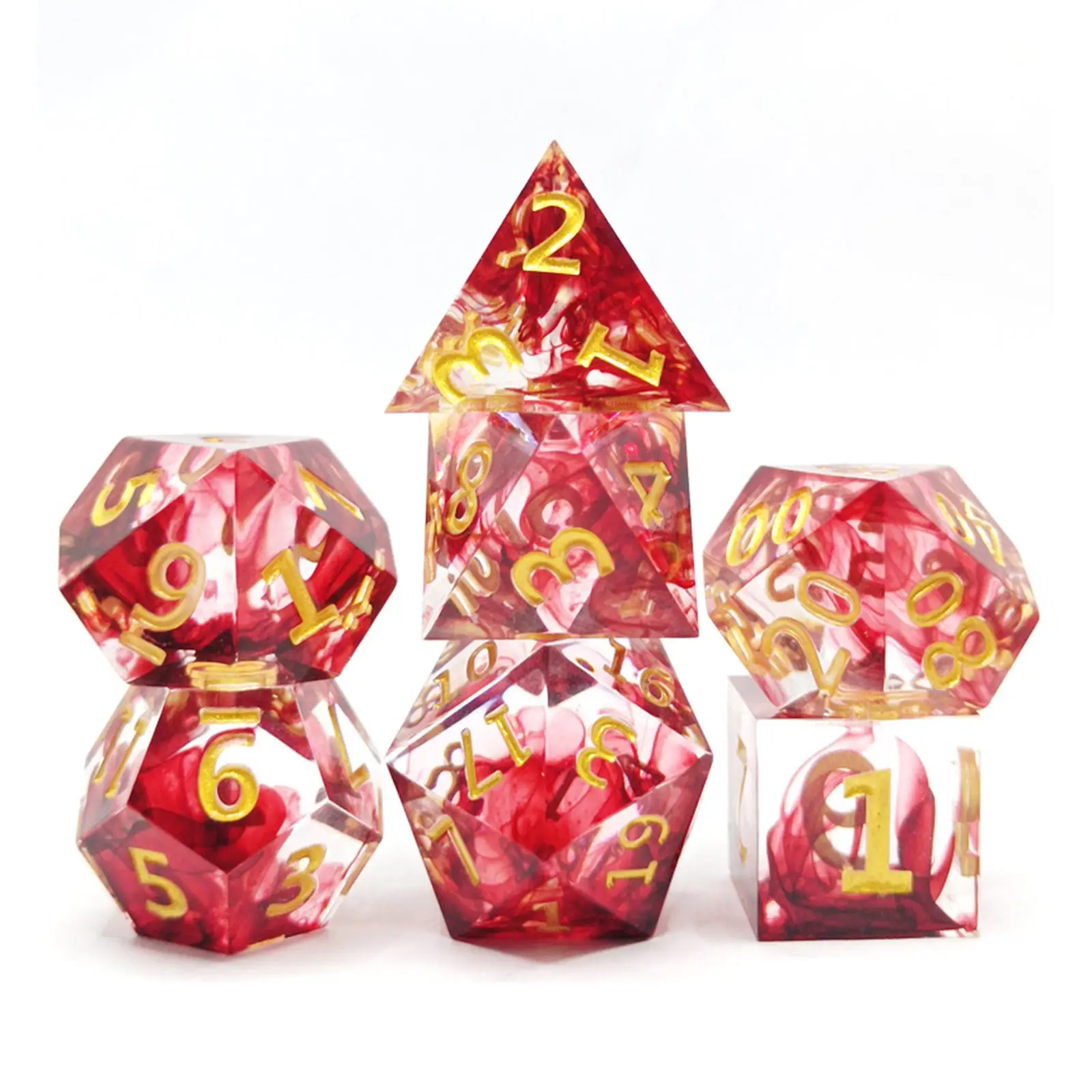 7 шт. полимерные многогранные игральные кости для ролевых игр с эффектом крови
