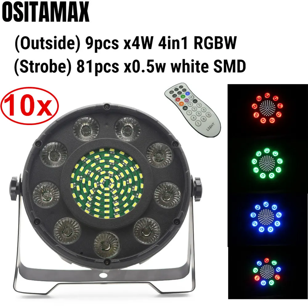 10 шт. Lyre светодиодный светильник Par RGBW 9x4 Вт SMD сценический с дистанционным