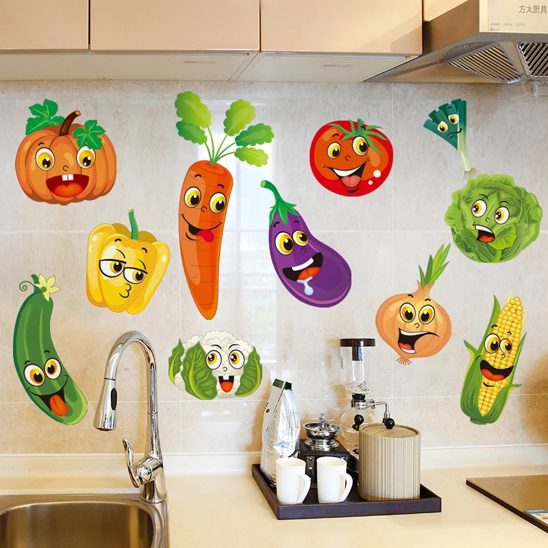 

[SHIJUEHEZI] Vegetables Wall Stickers DIY Cartoon Mural Decals for Kids Room Baby Bedroom Nursery Home Decoration Accessories