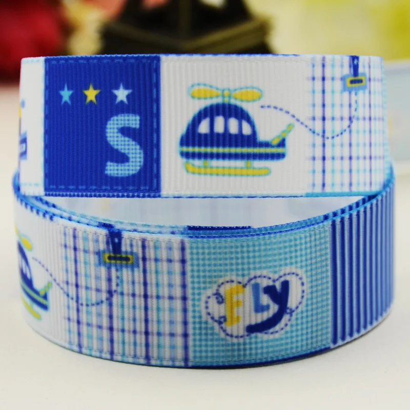 

25 38mm 100yards Cartoon Aircraft Printed Grosgrain Ribbon Party Decoration Bow Making Big Decorative Bow