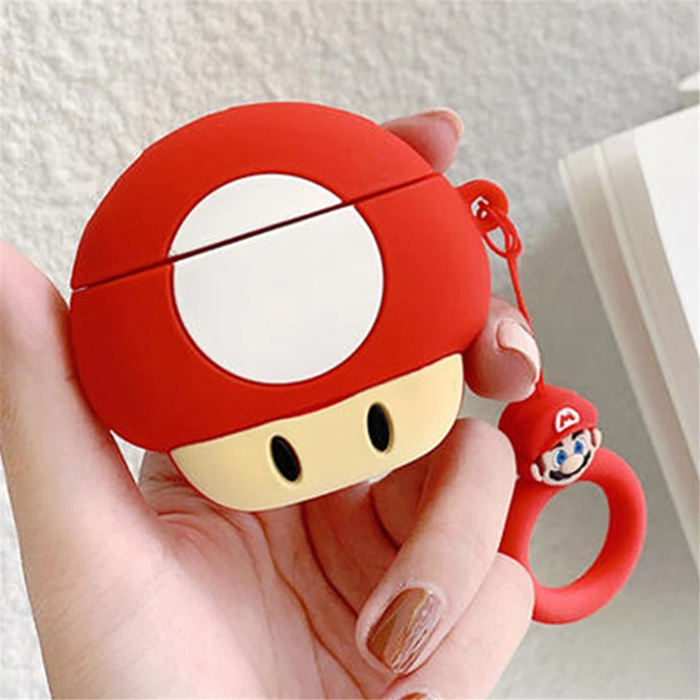 Серый 3D силиконовый чехол с рисунком Супер Марио Bros для air pods 1 2, чехол для наушников Apple Airpods, силиконовый чехол s Funda - Цвет: Серый
