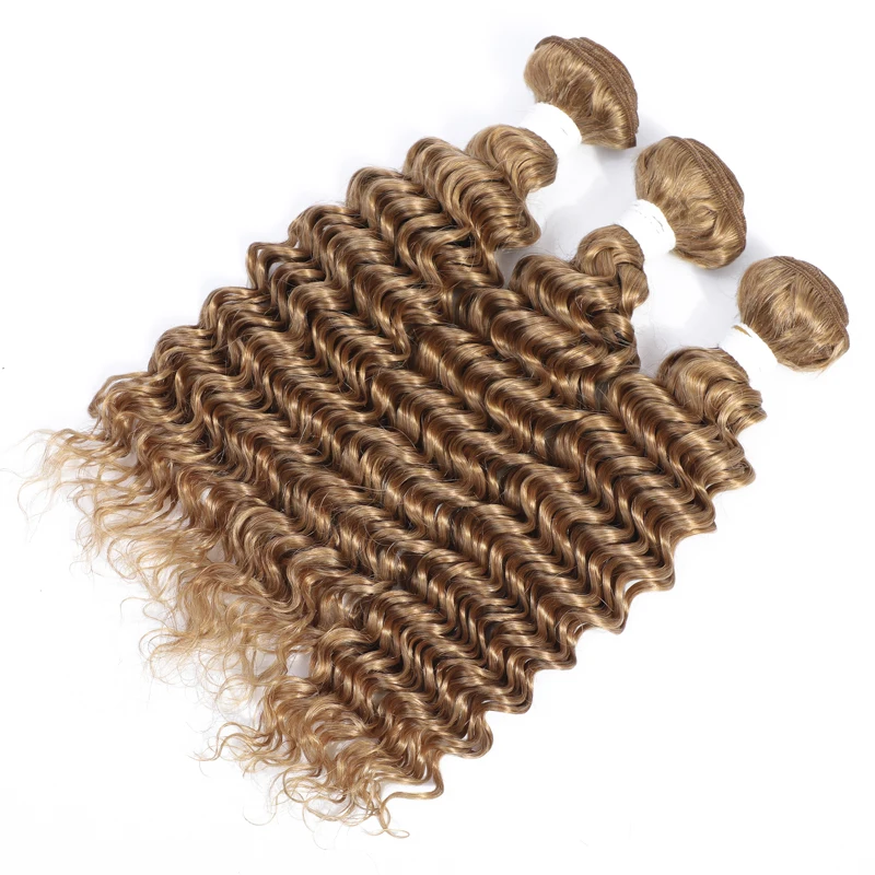 Медовый блонд глубокая волна человеческие волосы пряди SOKU бразильские для