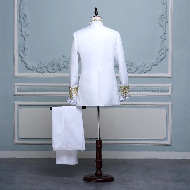 Мужской костюм для косплея выпускного банкета модный с золотой окантовкой в