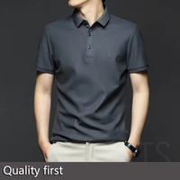 summer mens lapel short sleeved t shirt mercerized cotton pure cotton high end polo shirt business middle aged mens 2021 new