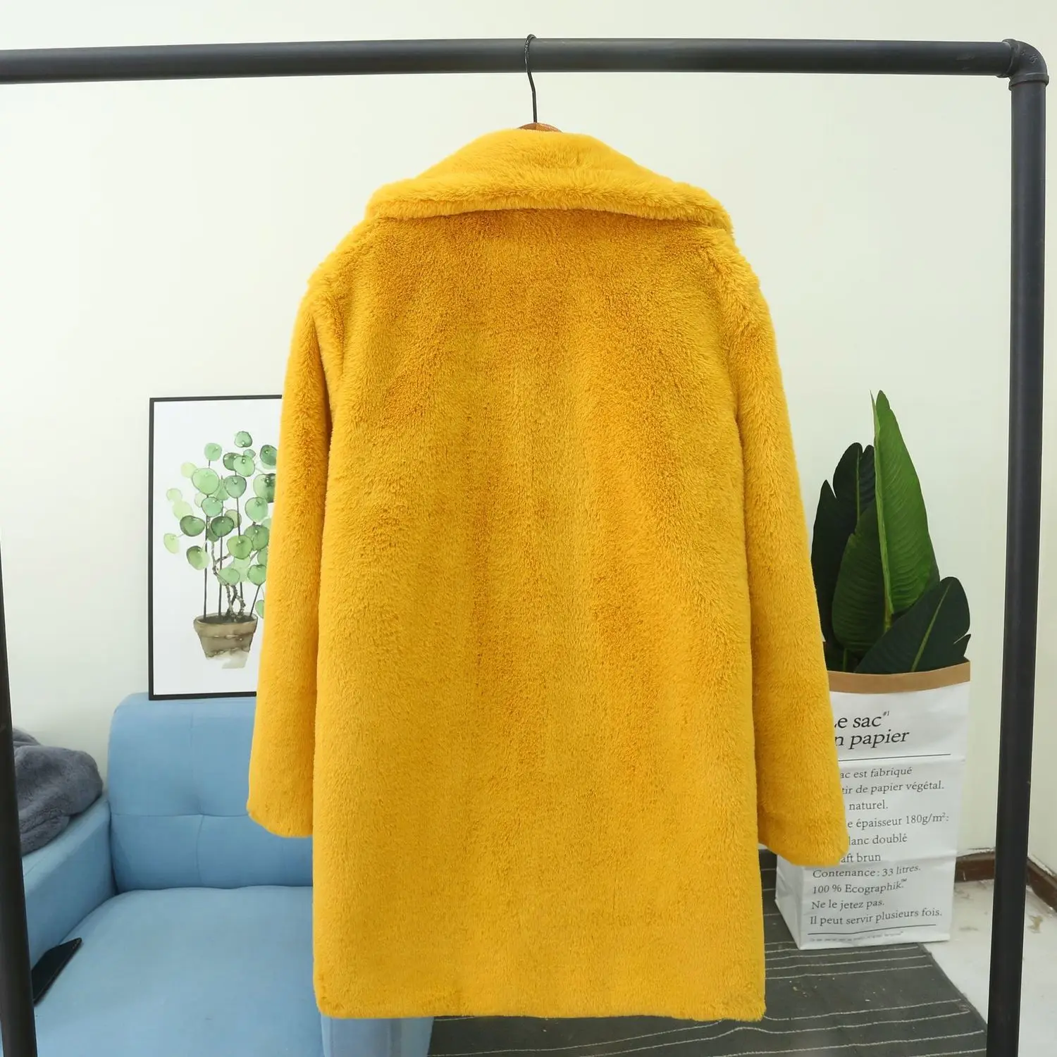 Пальто женское длинное из хлопка зимняя куртка искусственного меха норки