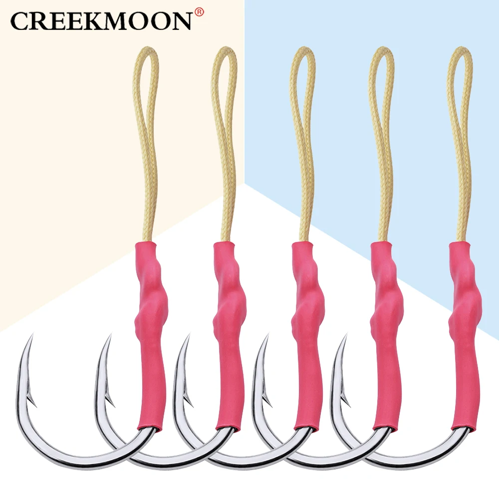 

20pcs 1/0-13/0 Strong Stainless Steel Jig Hooks Assist Bait Fishing Hooks With PE Line Saltwater Fish Hooks Jig Big Fishing Hook