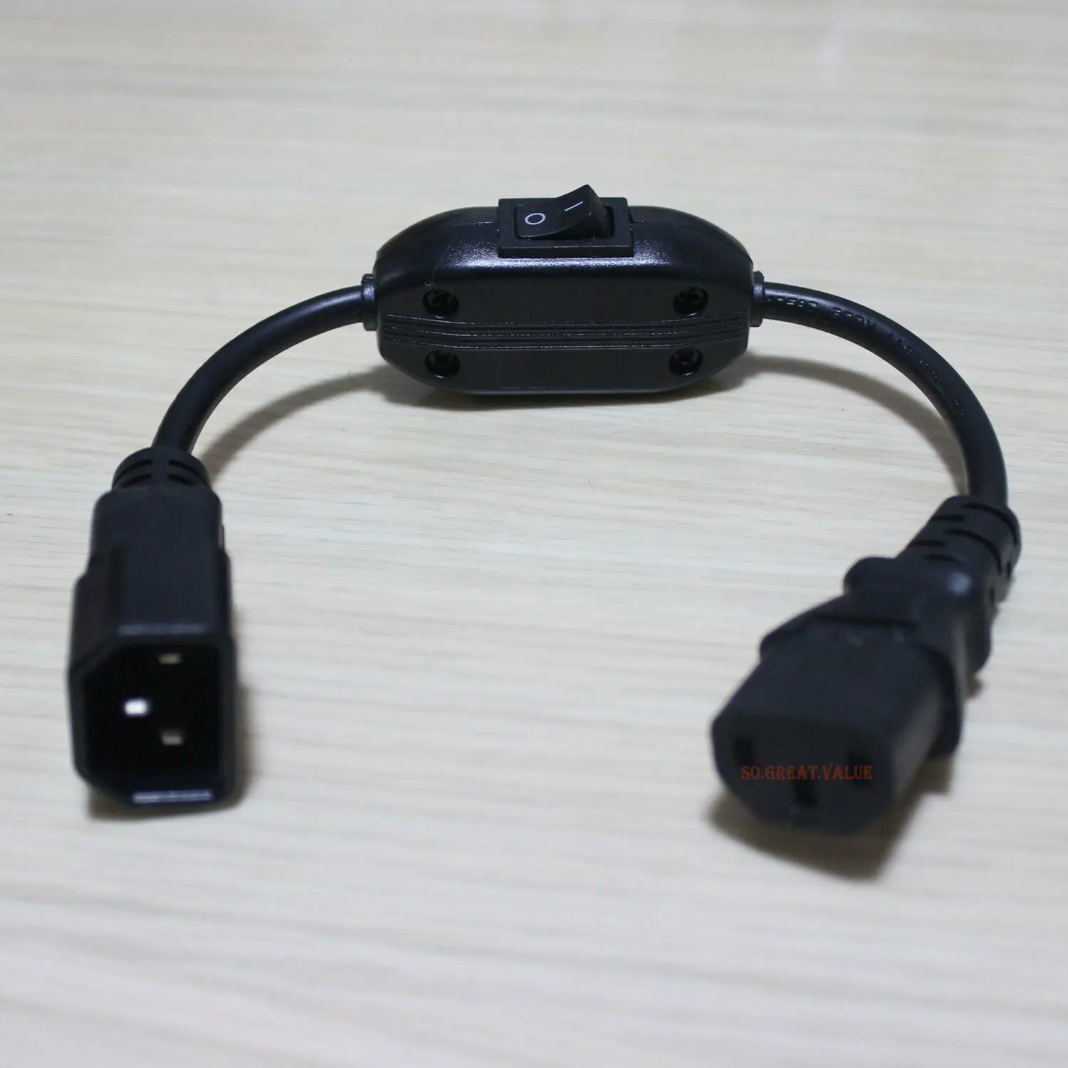 

3 Prong Male to Female UPS PDU AC Power Cable Cord with 10A 220 - 250V Switch