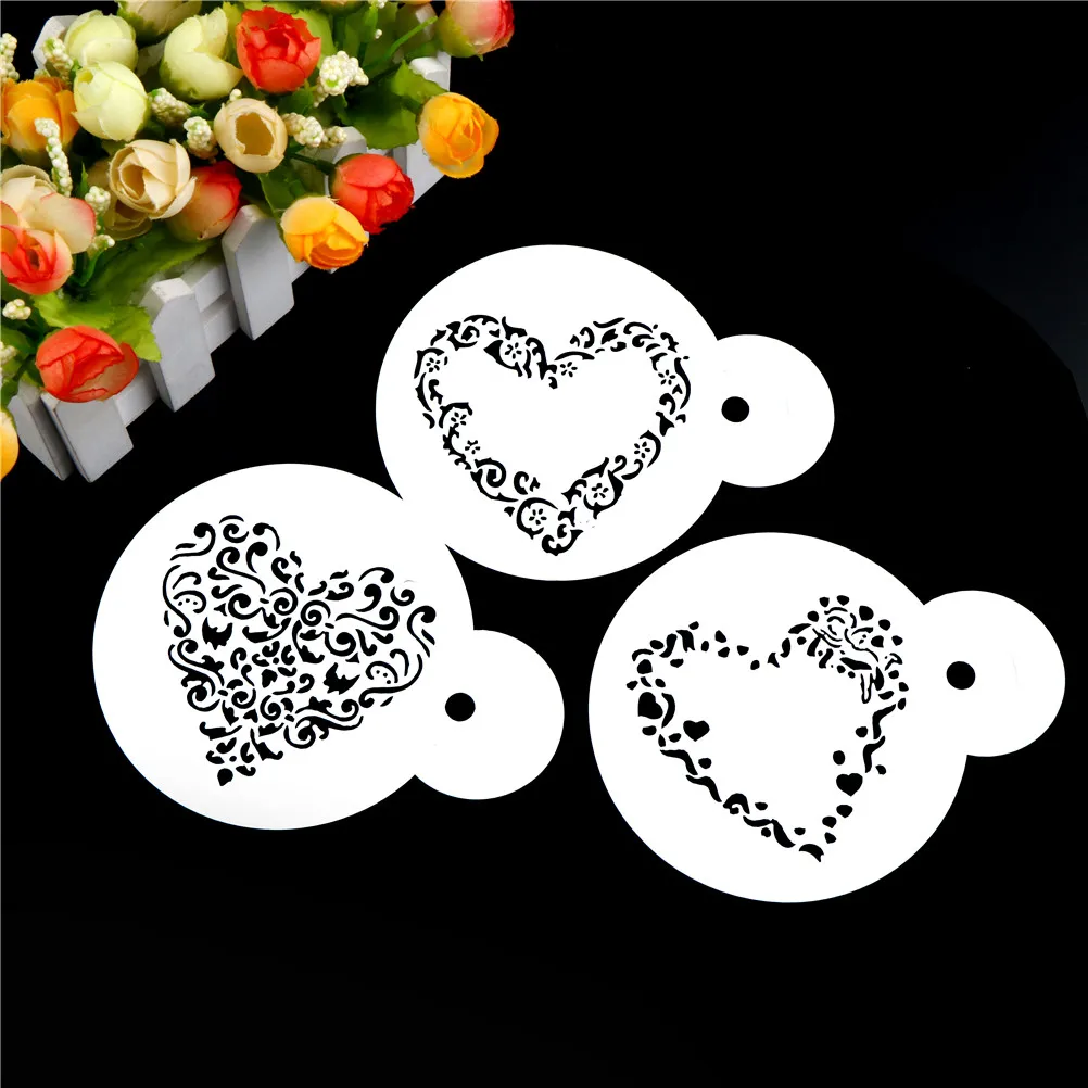 3 шт./компл. 9 5*8 5 см сердце styleTemplate посыпать Цветы бариста инструменты Кухня