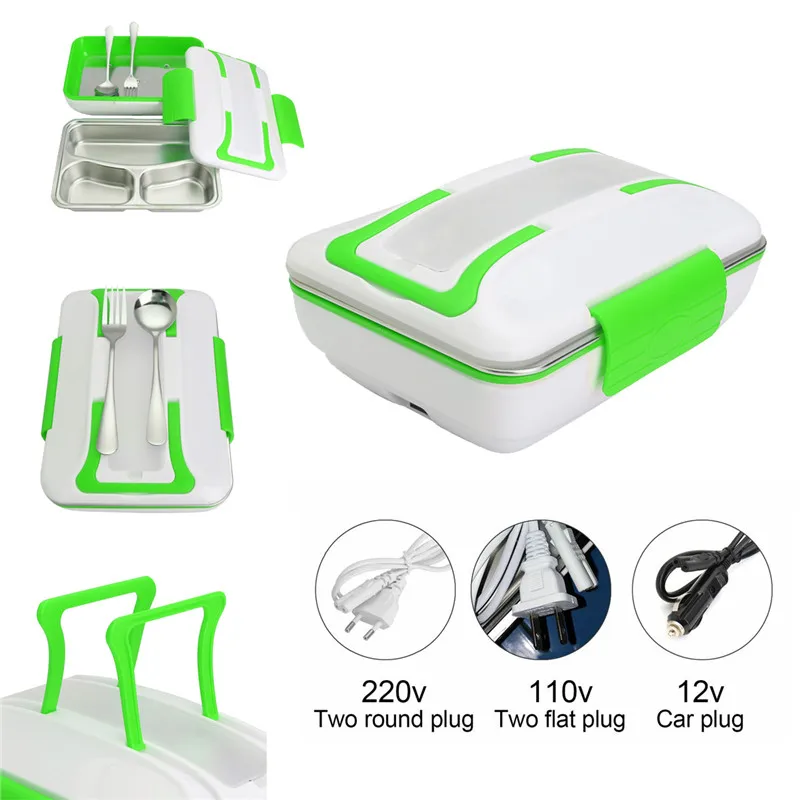 

Portable Car Truck Electric Heating Lunch Box Travel Food Warm Heater Storage Container Stainless Steel Rice Cookers Box Warmer