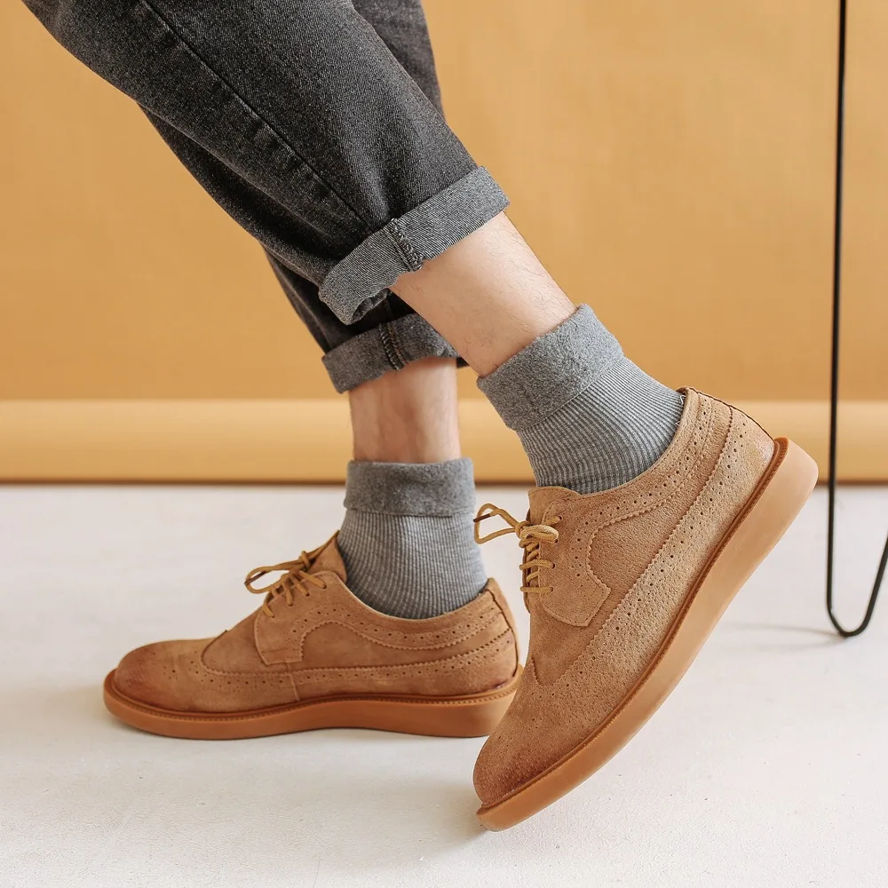 Зимние теплые мужские носки плюс бархатные толстые шерстяные длинные однотонные