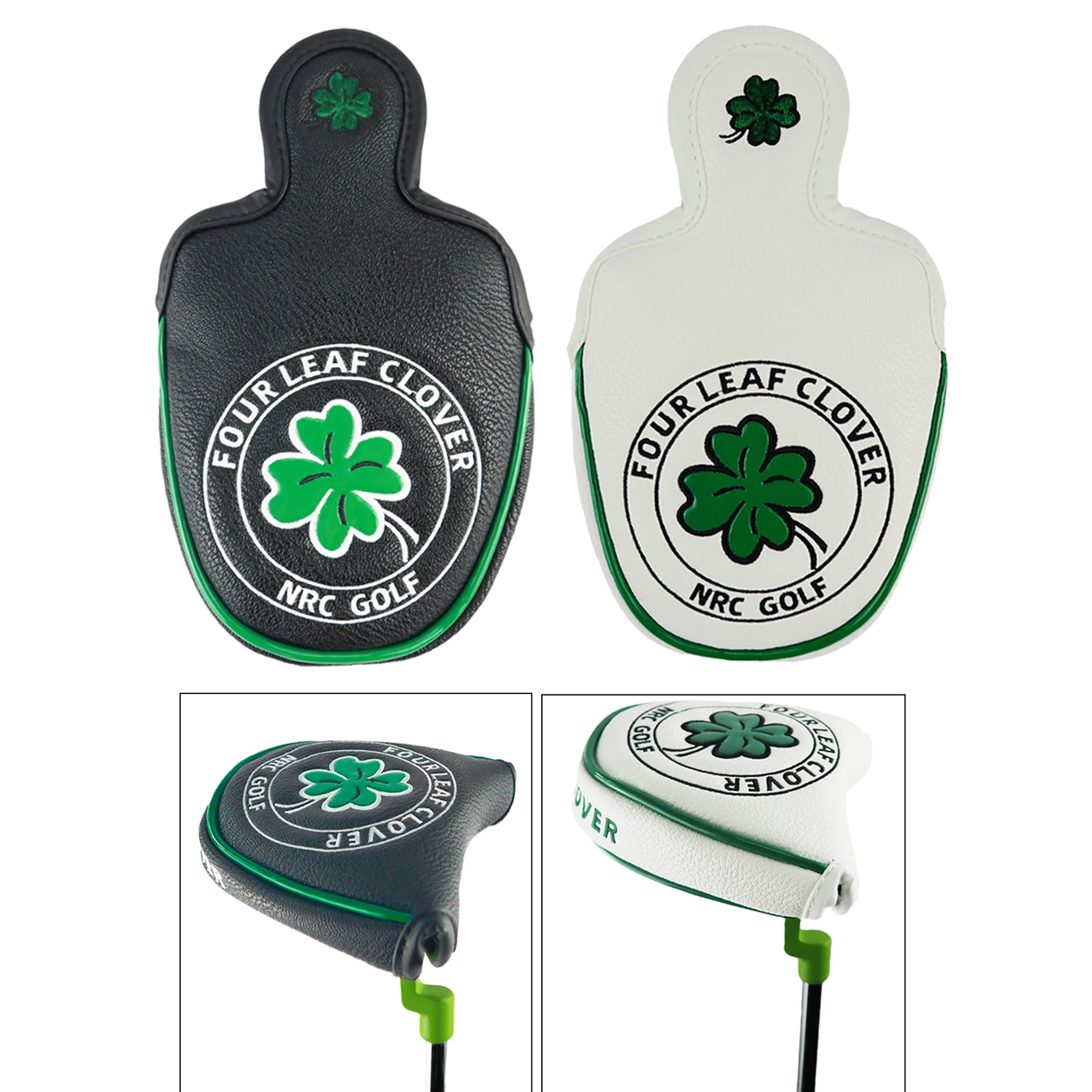 

Golf Putter Cover Four Leaf PU Leather Magnetic Closure Headcover for Mallet Putter Golf Head Covers