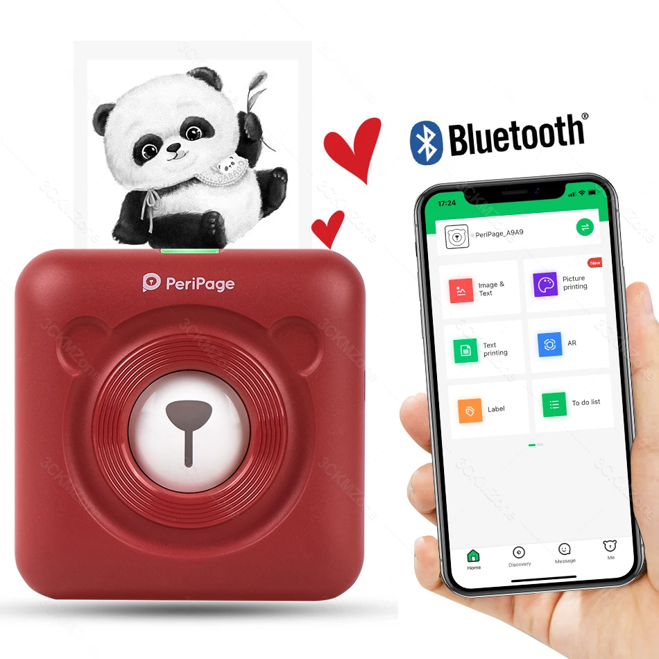 Портативный термальный Bluetooth принтер PeriPage 203 точек/дюйм коричневый для