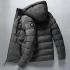 Мужская приталенная куртка на молнии, черная теплая хлопковая куртка с капюшоном, размеры до 4XL, Осень-зима 2020
