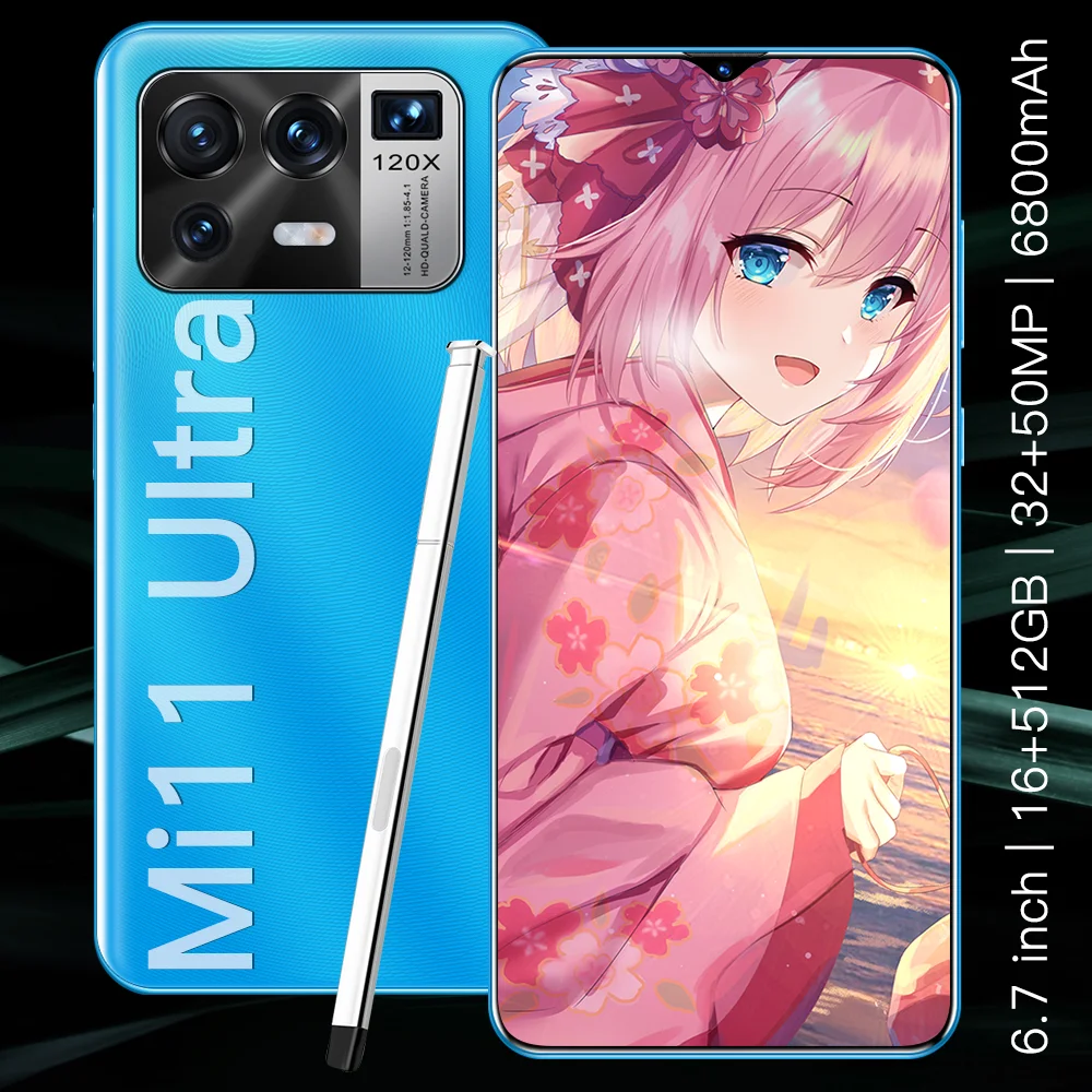 

Mi11 Ultra 6.7 Inch Global Version Smartphone Full Screen With Stylus 16+512GB 6800mAh 32+50MP Unlocked 4G 5G Android Cell Phone