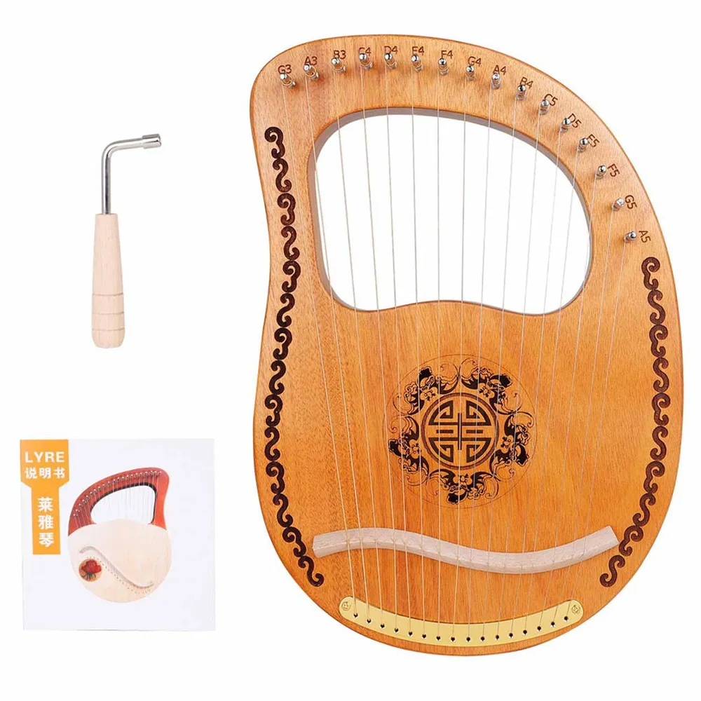 

Lyre Harp 16 String Mahogany Harp Portable Small Musical Instrument for Lyre Beginner Fun Gift for Kids Girls Boys