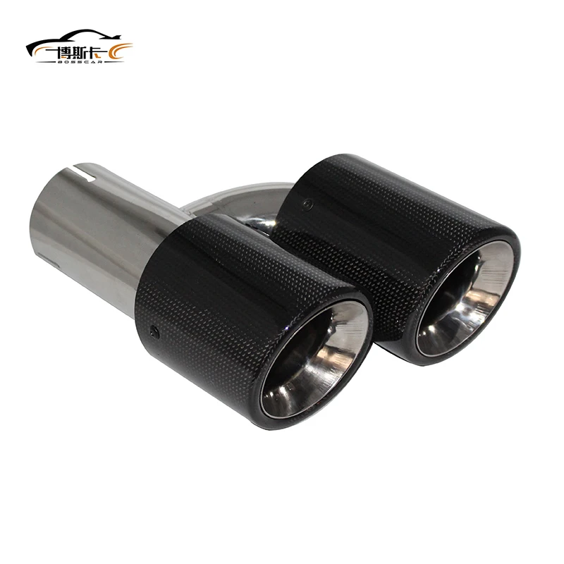 1pcs exhaust pipe silencer tail throat H-shaped carbon fiber bright double outlet 304 stainless steel flared SZ011 | Автомобили и