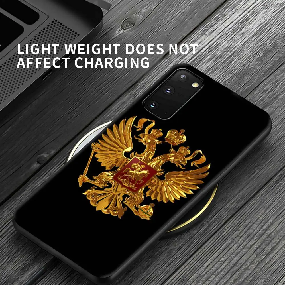 

Russia Russian Flags Emblem Case For Samsung Galaxy S20 FE S21 S10 S9 S8 Plus Note 20 Ultra 8 9 10 Lite Black Shockproof Fundas