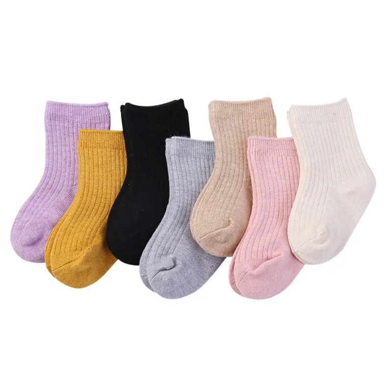 

ZL Autumn Baby Girl Boy Kids Warm Socks Cute Solid Print Soft Stockings Cashmere Leg Warmers