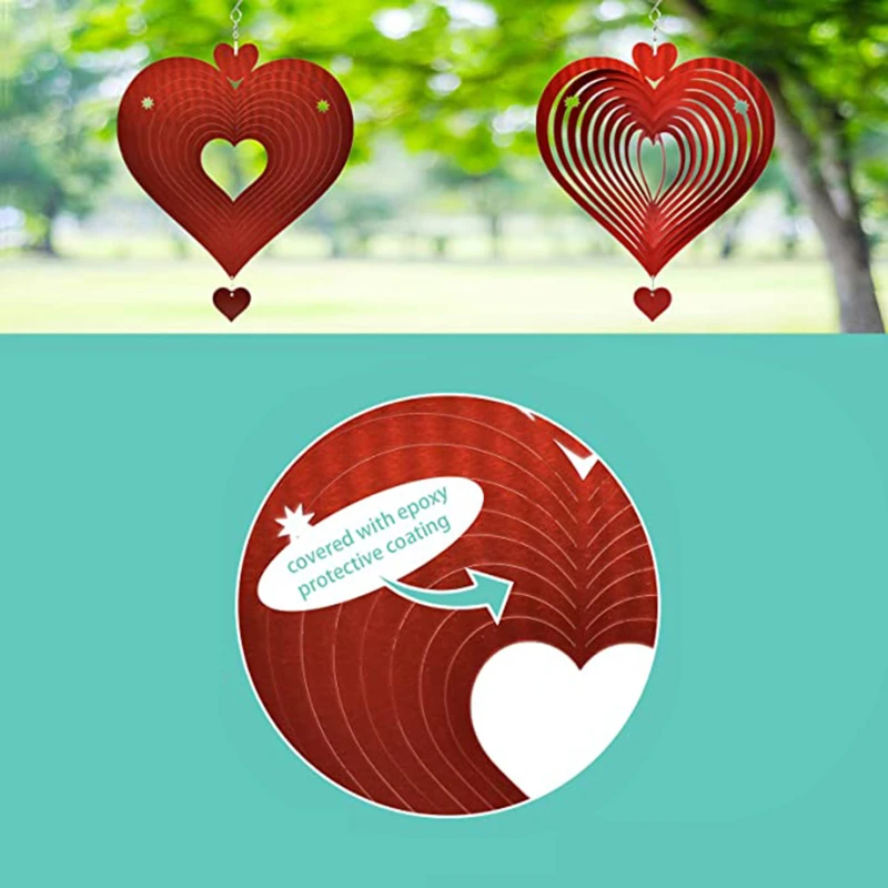 

Red Heart Wind Spinner Outdoor Living Wind Chimes Yard Garden Spinner Wind Chime Hanging Home Decor Decoration