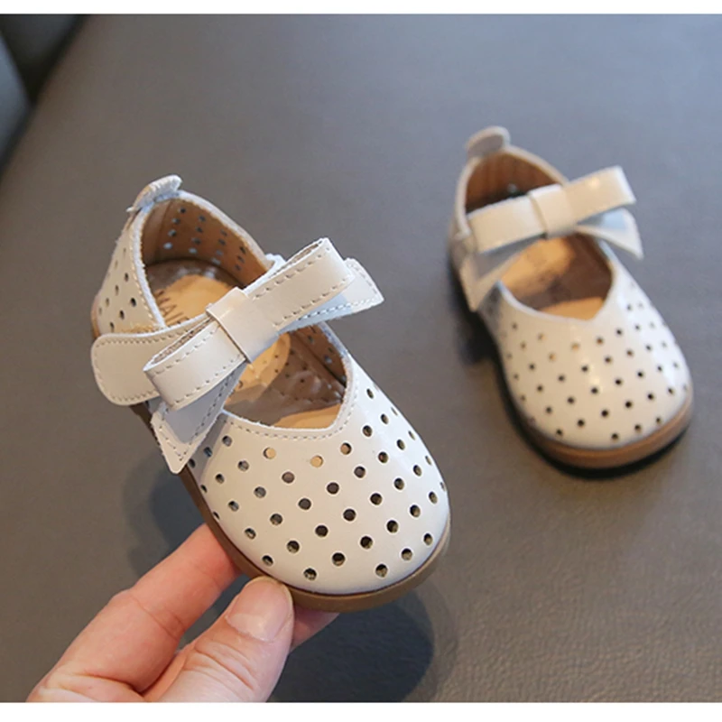 

12-15.5cm Brand Hollow Baby Girl Princess Dress Shoes,Cute Bowtie Solid Pure Newborn Birthday Shoes,0-2years Shoes For Toddlers