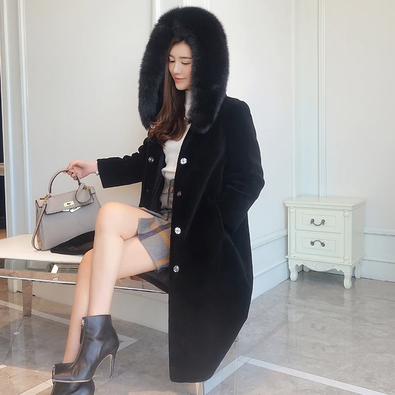 

Real Fur Coat Women Sheep Shearling Coat Winter Warm Lamb Fur Jacket Woolen Overcoat Abrigos Mujer Invierno 2020 R15Y2796 YY598