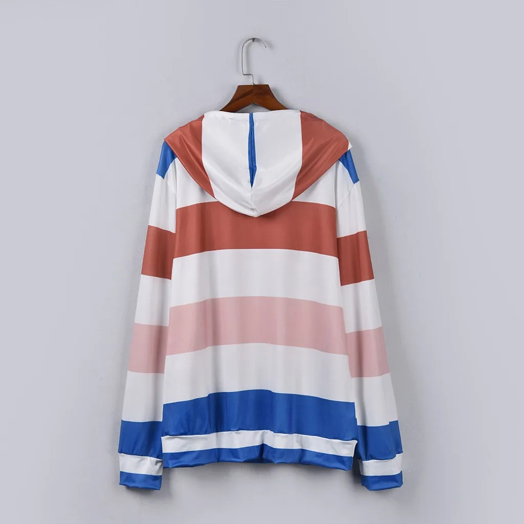 

Home&Nest 2019 Autumn Women Baggy Striped Hoodies Sweatshirt Long Sleeve Hooded Casual Tracksuit Womens Jumper Pullover Tops