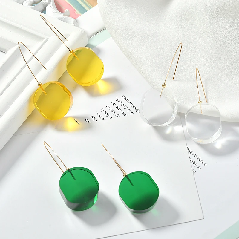 Крутые прозрачные серьги акриловые серьги-подвески карамельных цветов простые