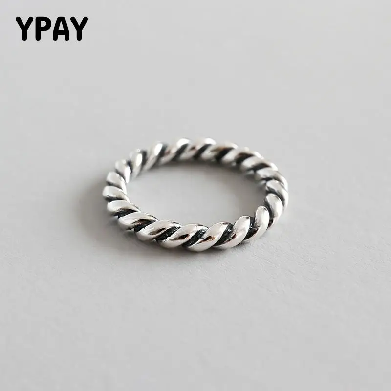 YPAY 100% Настоящее серебро 925 пробы кольца на палец для женщин винтажное в старом