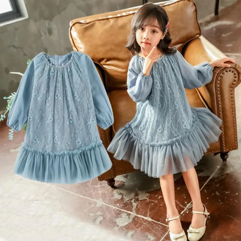 DFXD/весеннее кружевное Сетчатое платье-пачка принцессы для больших девочек