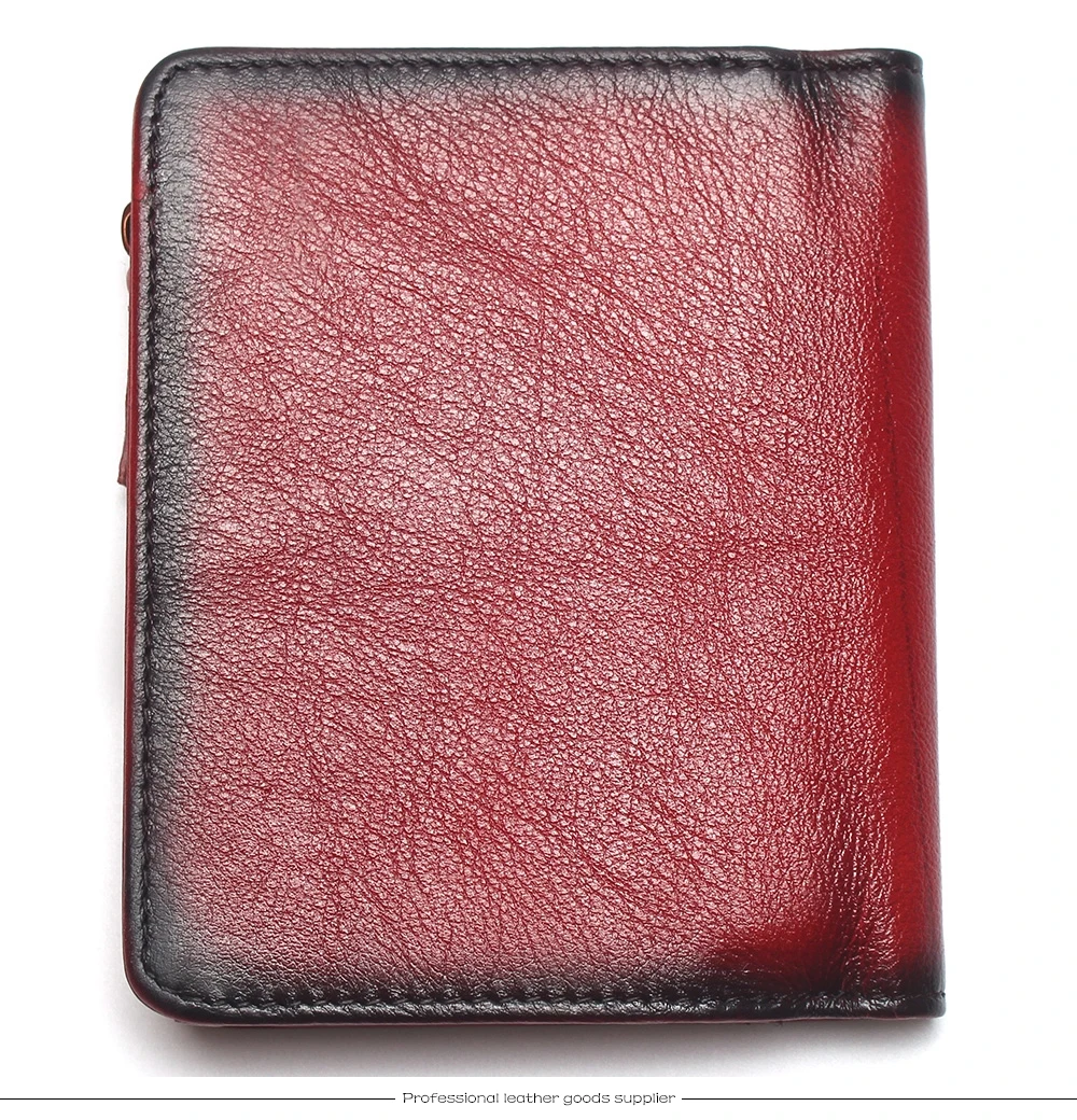 Natural Leather RFID Blocking Men's Top Layer Leather Brushed Wallet Handmade Retro Wallet Pure Leather Leather Coin Purse