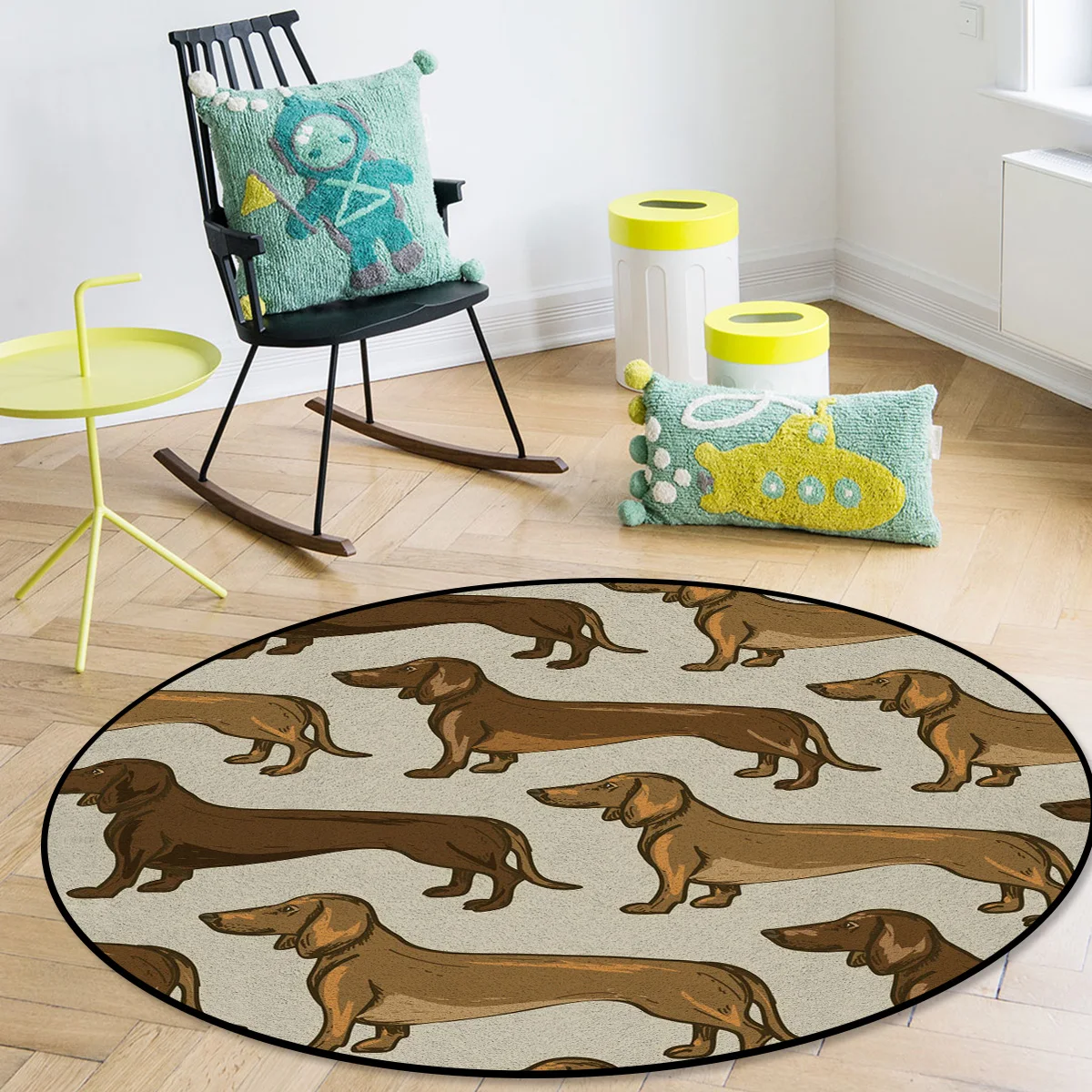 Такса собака милый питомец круглые ковры Alfombra гостиная Детская площадь ковер