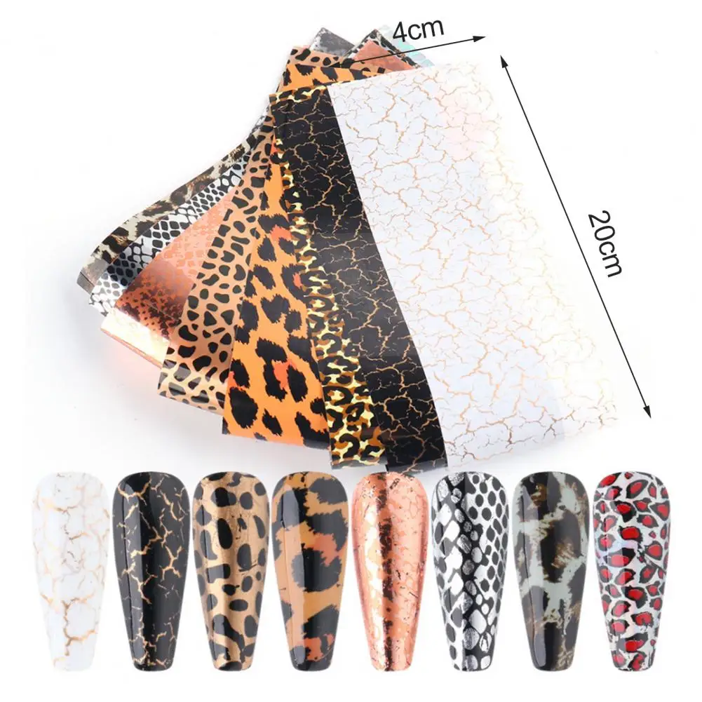 

10Pcs Women Nail Art Tips Decal Animal Skin Leopard Design Decorative Paper Creative Nail Sticker 2021