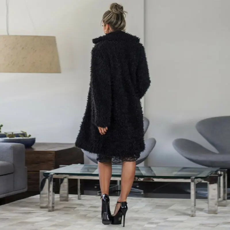 2019 осенне зимнее женское флисовое пальто Свободное повседневное однотонное