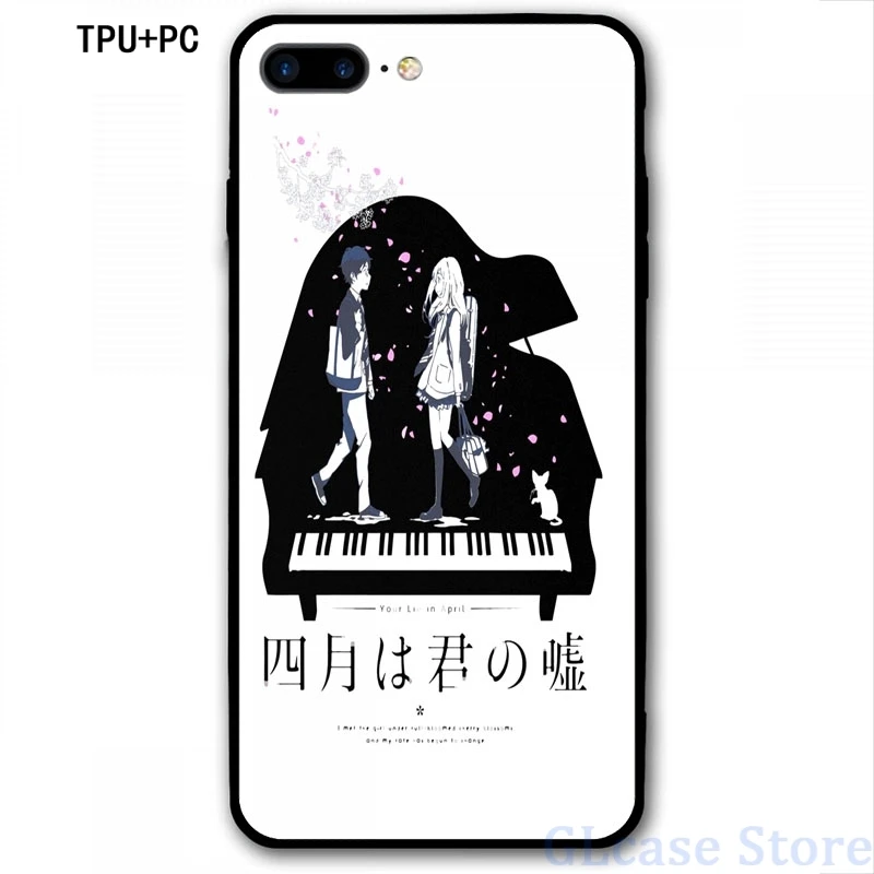 Чехол Shigatsu wa Kimi для iPhone 12 Pro 11 X XR XS Max 8 7 6 6s Plus 5s мягкая стеклянная задняя крышка из