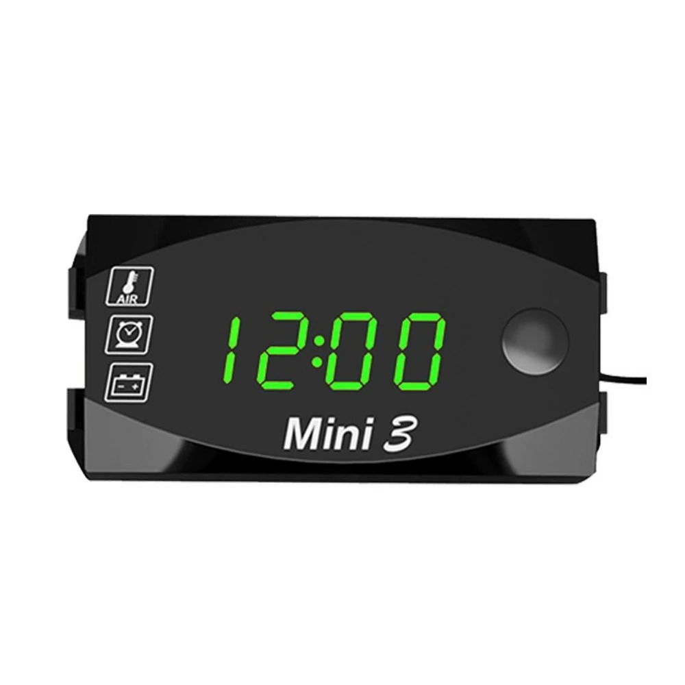 12V Universal Motorcycle Electronic Clock Thermometer Voltmeter 3-In-1 IP67 Waterproof Dust-proof LED Watch Digital Display | Автомобили и