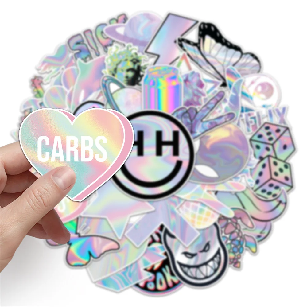 10/30/50PCS Laser Creative Art Graffiti Stickers Luggage Scooter Tablet Computer Car Cartoon Decoration Wholesale - купить по