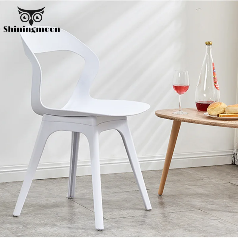 Modern Fashion S-shaped PP Plastic Chair Restaurant for Dining Room Chairs Home Living Kitchen White Green |