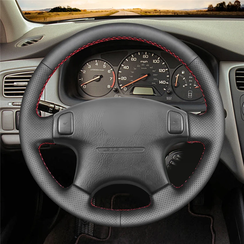 MEWANT черный чехол рулевого колеса автомобиля из натуральной кожи для Honda Civic 1996-2000